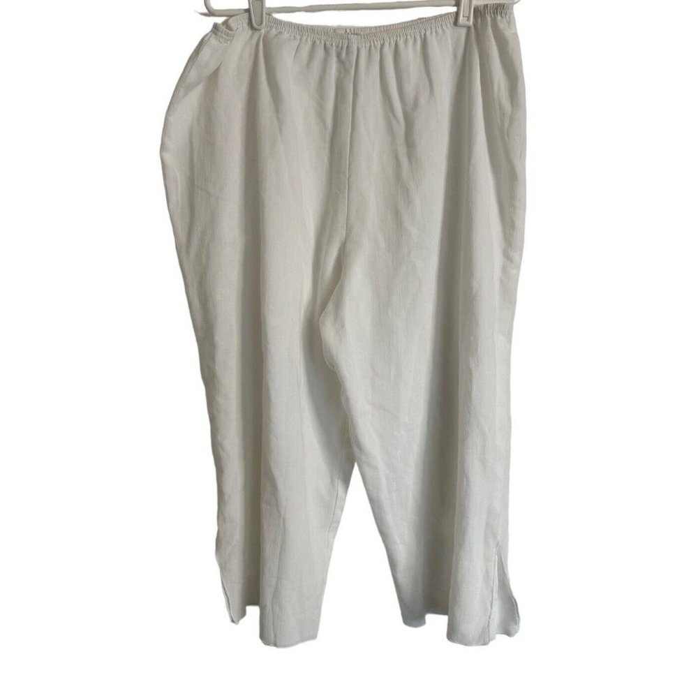 Tilley Endurable 2XL Linda Lundstrom Cropped White Pants Elastic Waist Wide Leg - Picture 6 of 11